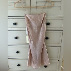 Aritzia Wilfred Elegant Champagne Open Back Mini Slip Dress